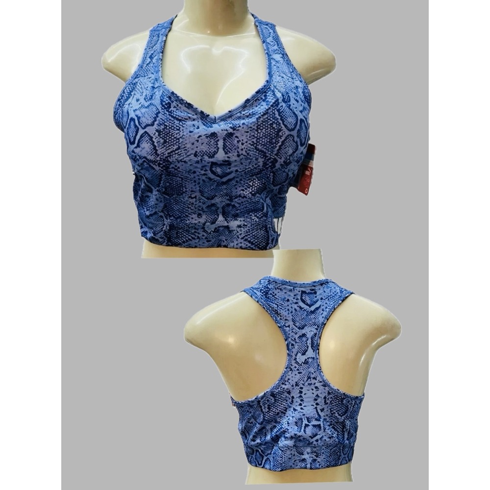 Puma DryCell XL Blue Snakeskin Seamless Racerback Sports Bra Removable Pads